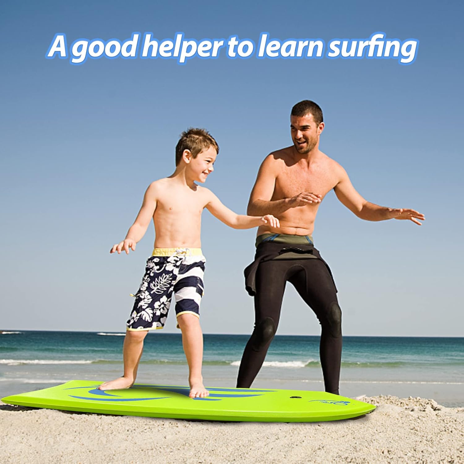 Green and Blue Body Board Lightweight with EPS Core